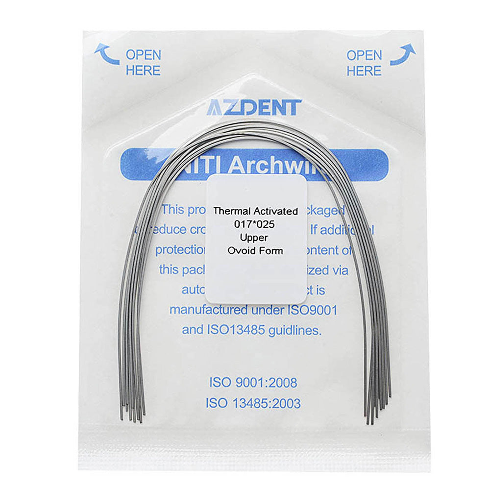AZDENT Thermal Active NiTi Archwire Ovoid Form Rectangular 0.017 x 0.025 Upper 10pcs/Pack - azdentall.com