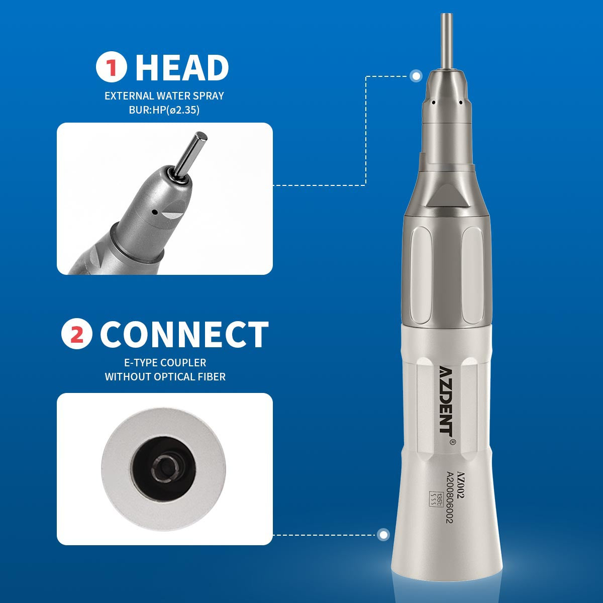 AZDENT Low Speed Handpiece & Air Motor Set With External Water Spray 4 Hole - azdentall.com