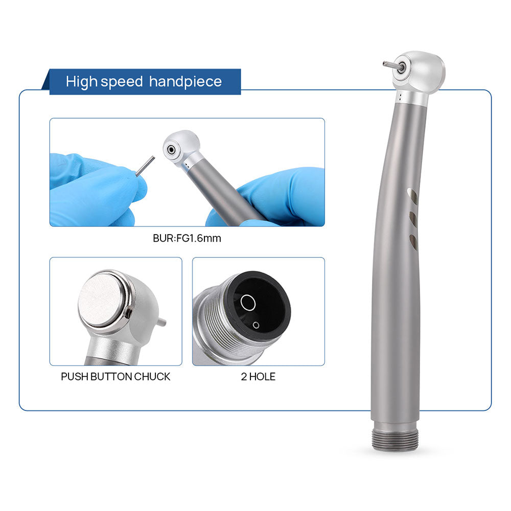 AZDENT Dental High and Low Speed Handpiece Kit Stainless Body Shadowless LED E-generator 2 Holes - azdentall.com