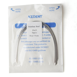 AZDENT Archwire Stainless Steel Oval Form Rectangular 0.019 x 0.025 Upper 10pcs/Pack - azdentall.com