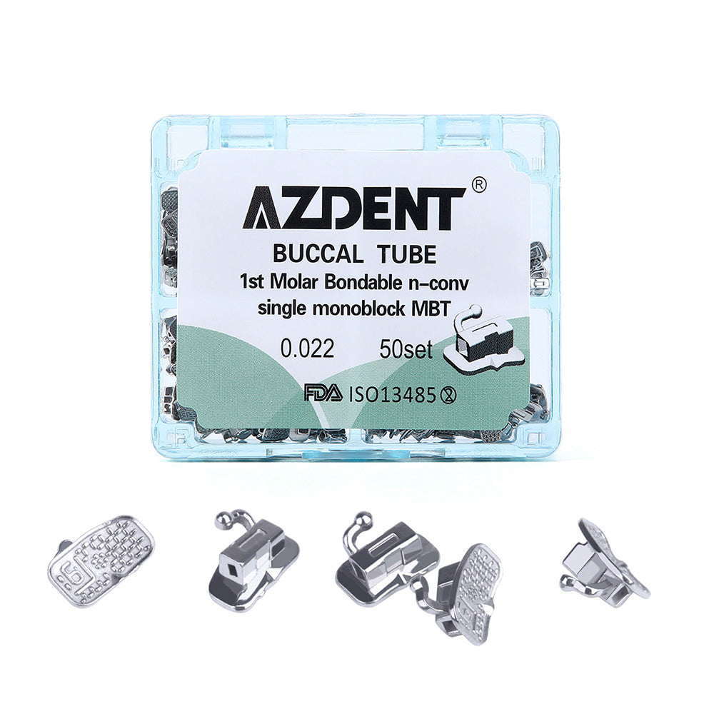 AZDENT Buccal Tube 1st Molar Bondable Monoblock Non-convertible MBT 0.022 50Sets/Box - azdentall.com