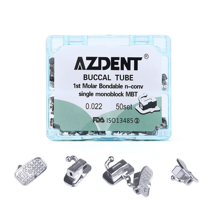 AZDENT Buccal Tube 1st Molar Bondable Monoblock Non-convertible MBT 0.022 50Sets/Box - azdentall.com