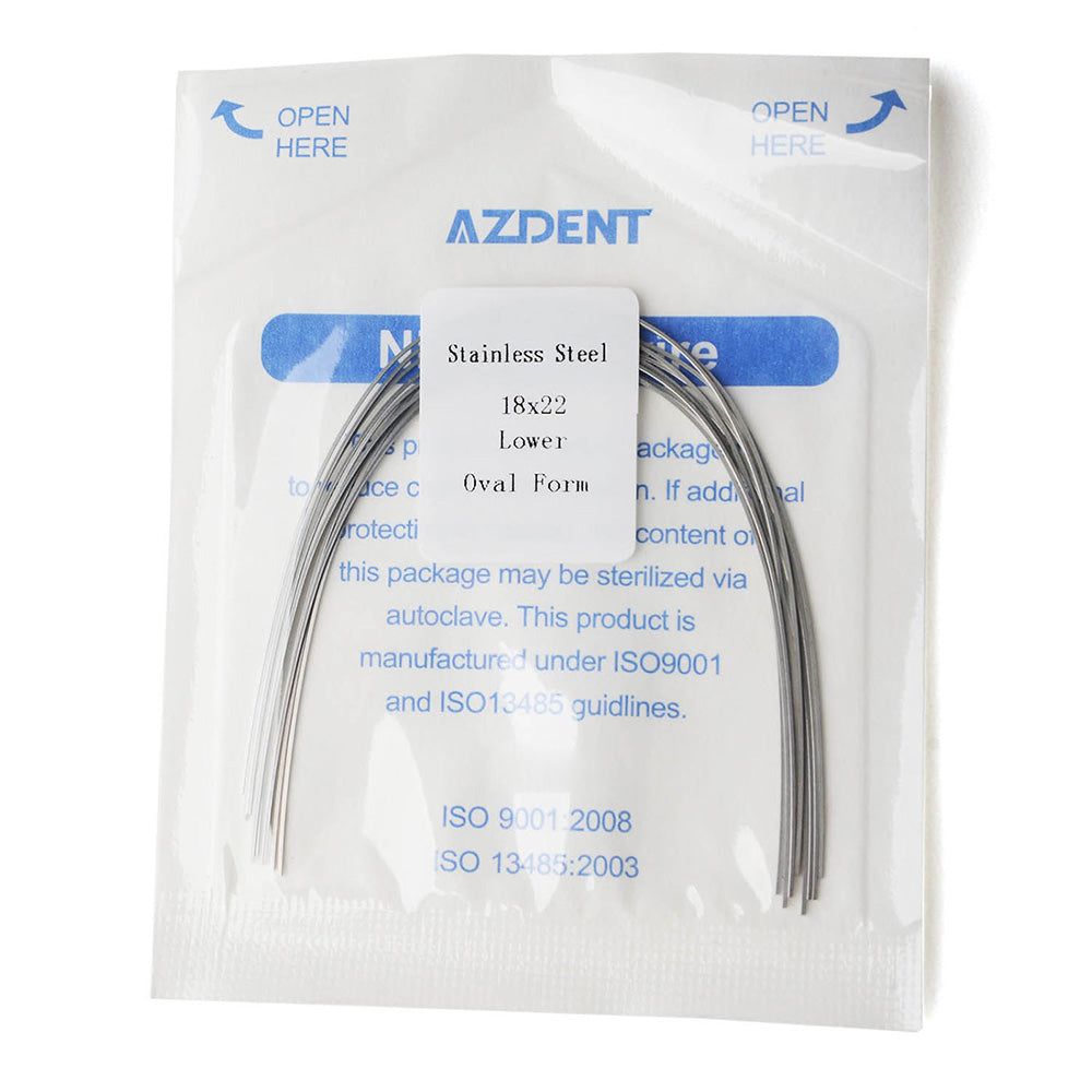 AZDENT Archwire Stainless Steel Rectangular Oval 0.018 x 0.022 Lower 10pcs/Pack - azdentall.com