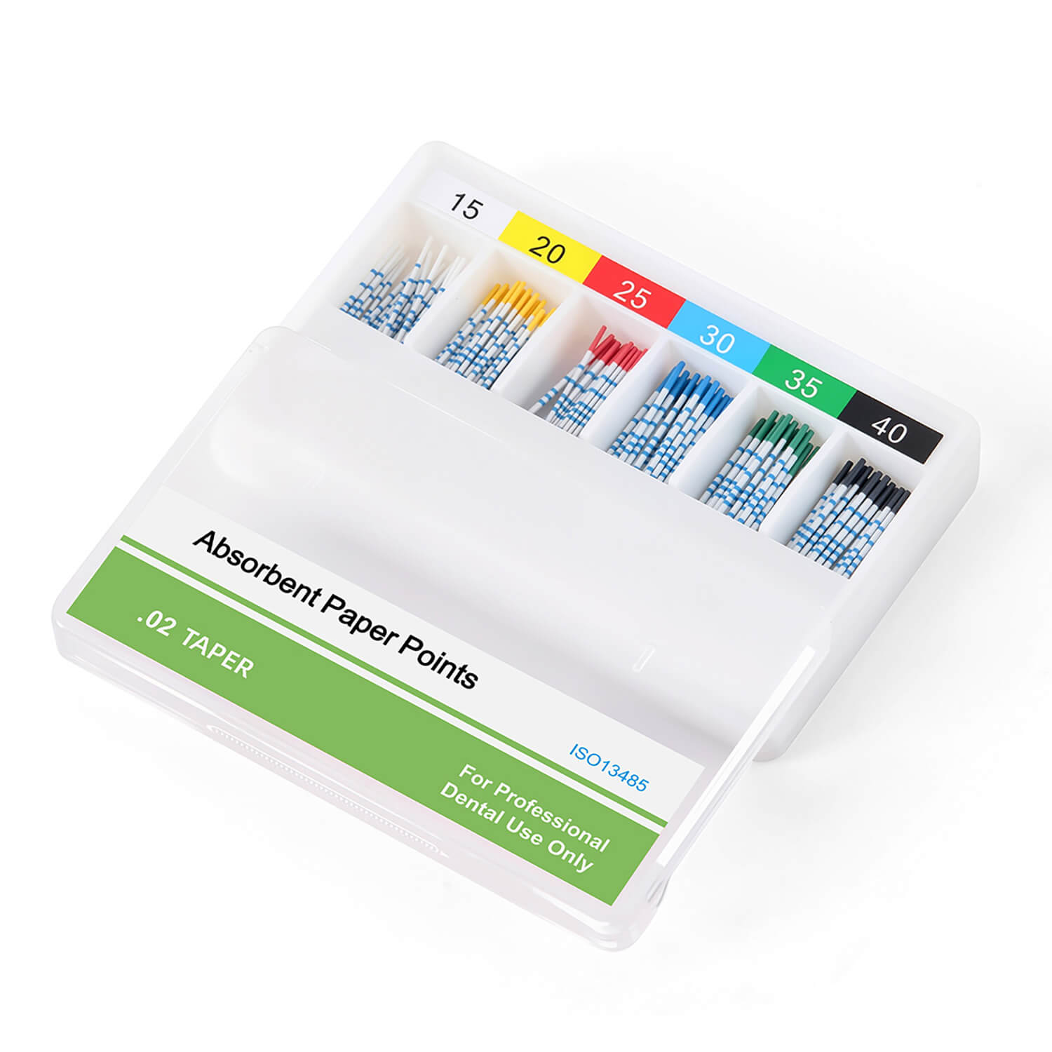 Absorbent Paper Points with Scale 15-40# Taper Size 0.02 Color Coded 200pcs/Box - azdentall.com