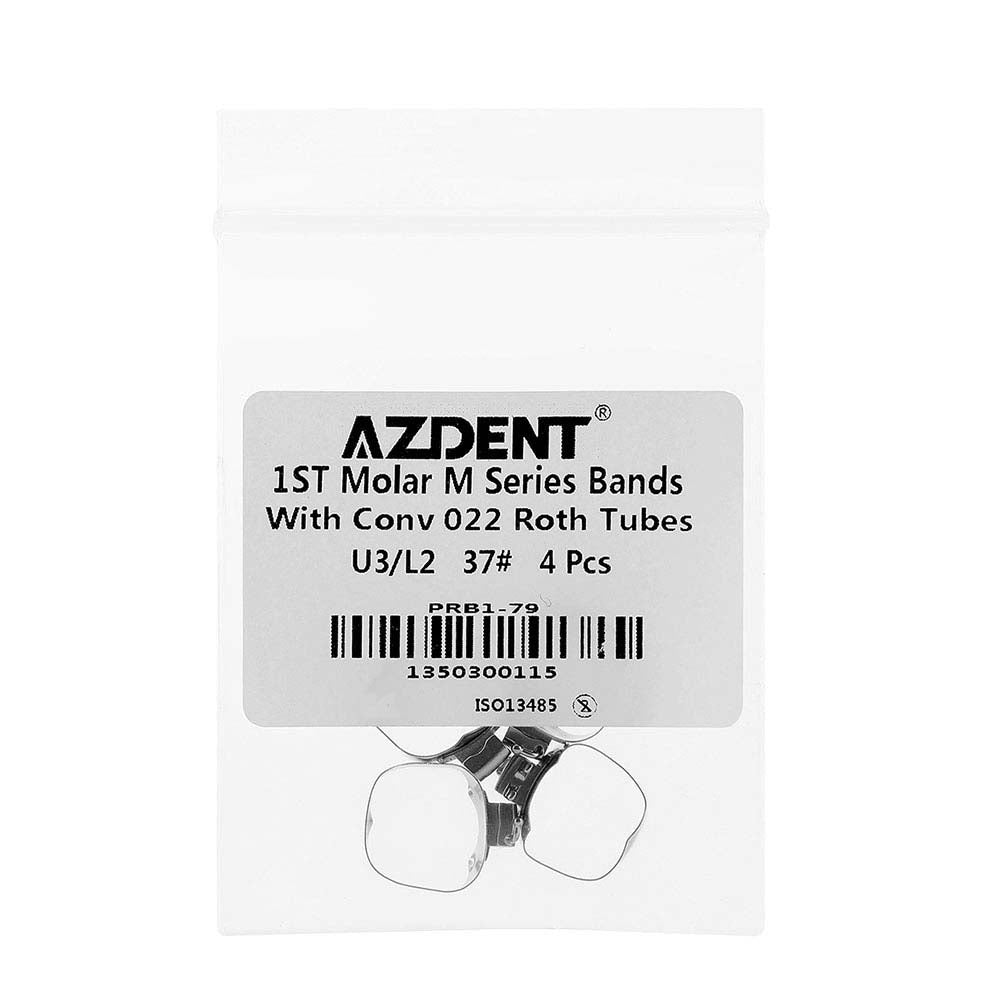 AZDENT Dental Orthodontic Buccal Tube Band 1st 37# Roth .022 U3/L2 4pcs/Kit