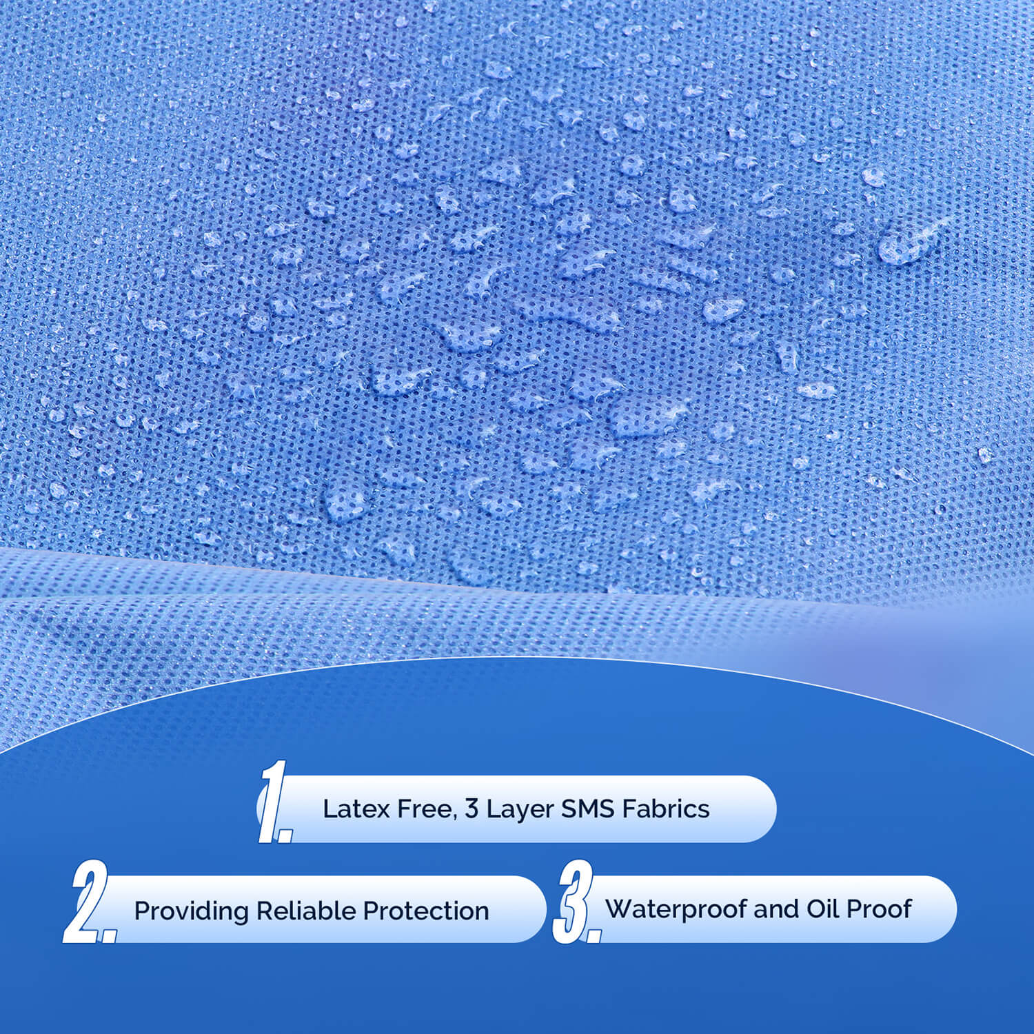 Disposable SMS Medical Lab Coats Jacket Knee Length with Knit Cuff & Collar 3 Pockets Blue - azdentall.com
