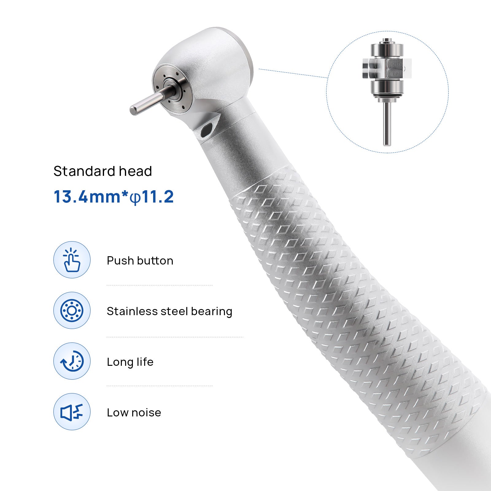 COXO Dental Fiber Optic High Speed Air Turbine Handpiece Standard Head H16-KSPQ - azdentall.com