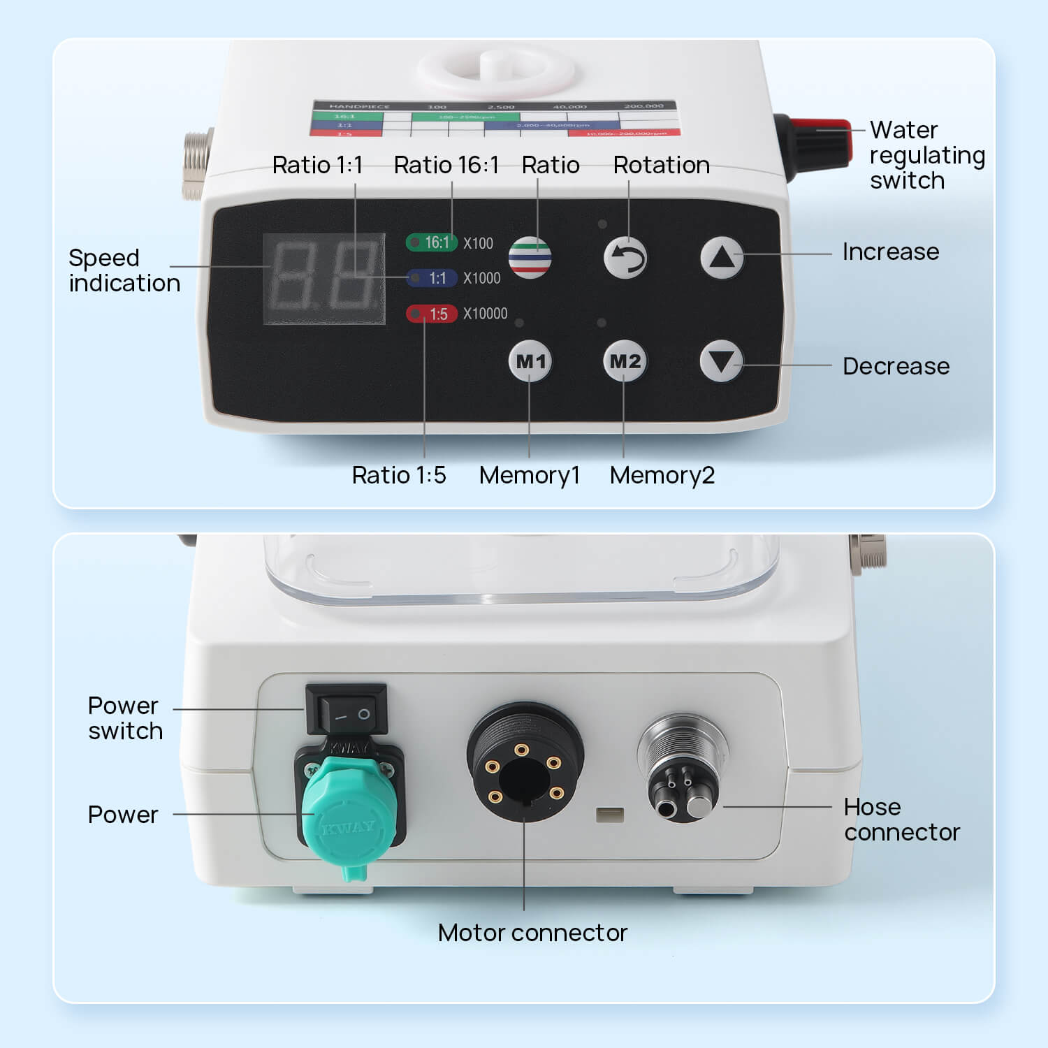 Dental LED Electric Motor Brushless with Water Supply 4 Holes - azdentall.com