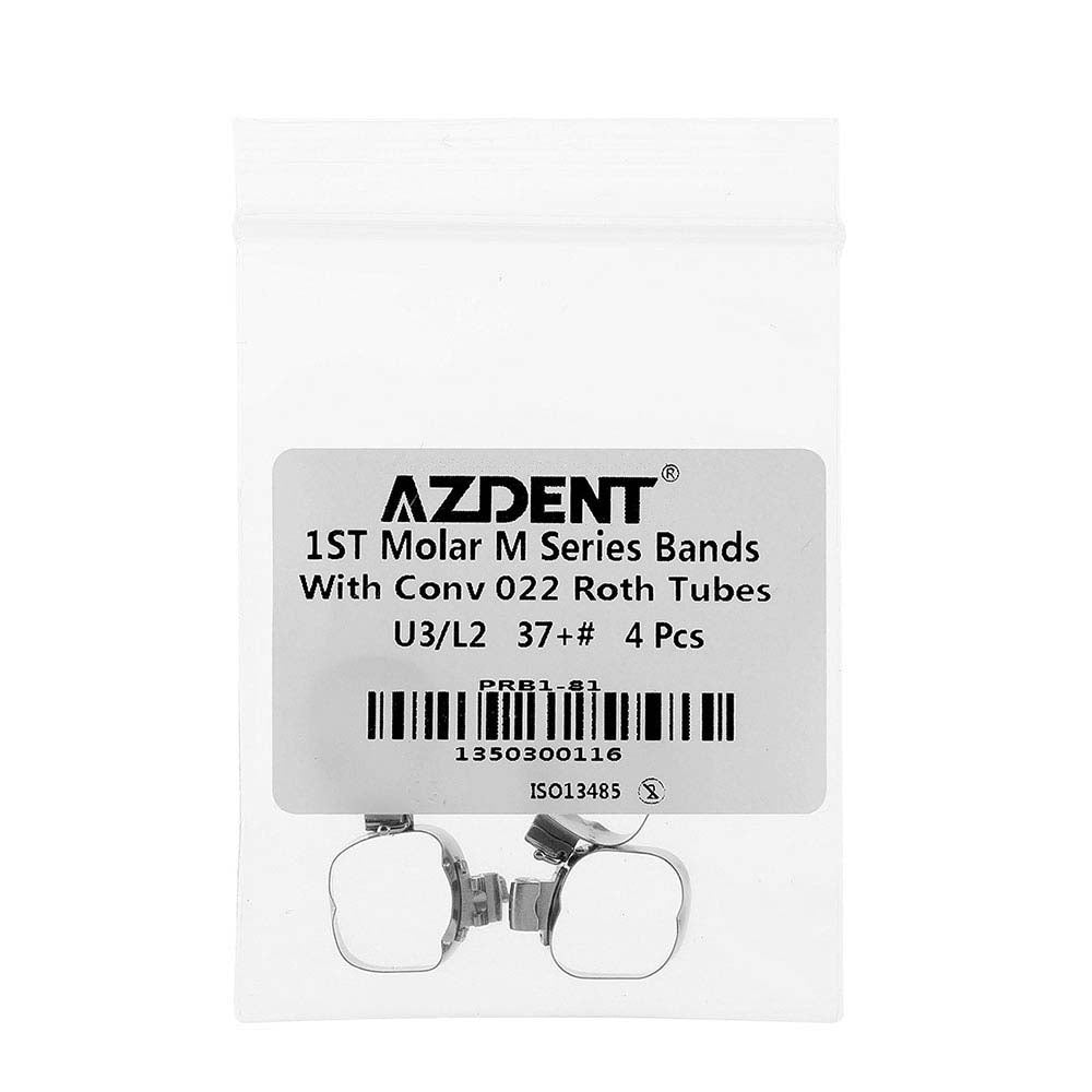 AZDENT Dental Orthodontic Buccal Tube Band 1st 37+# Roth .022 U3/L2 4pcs/Kit