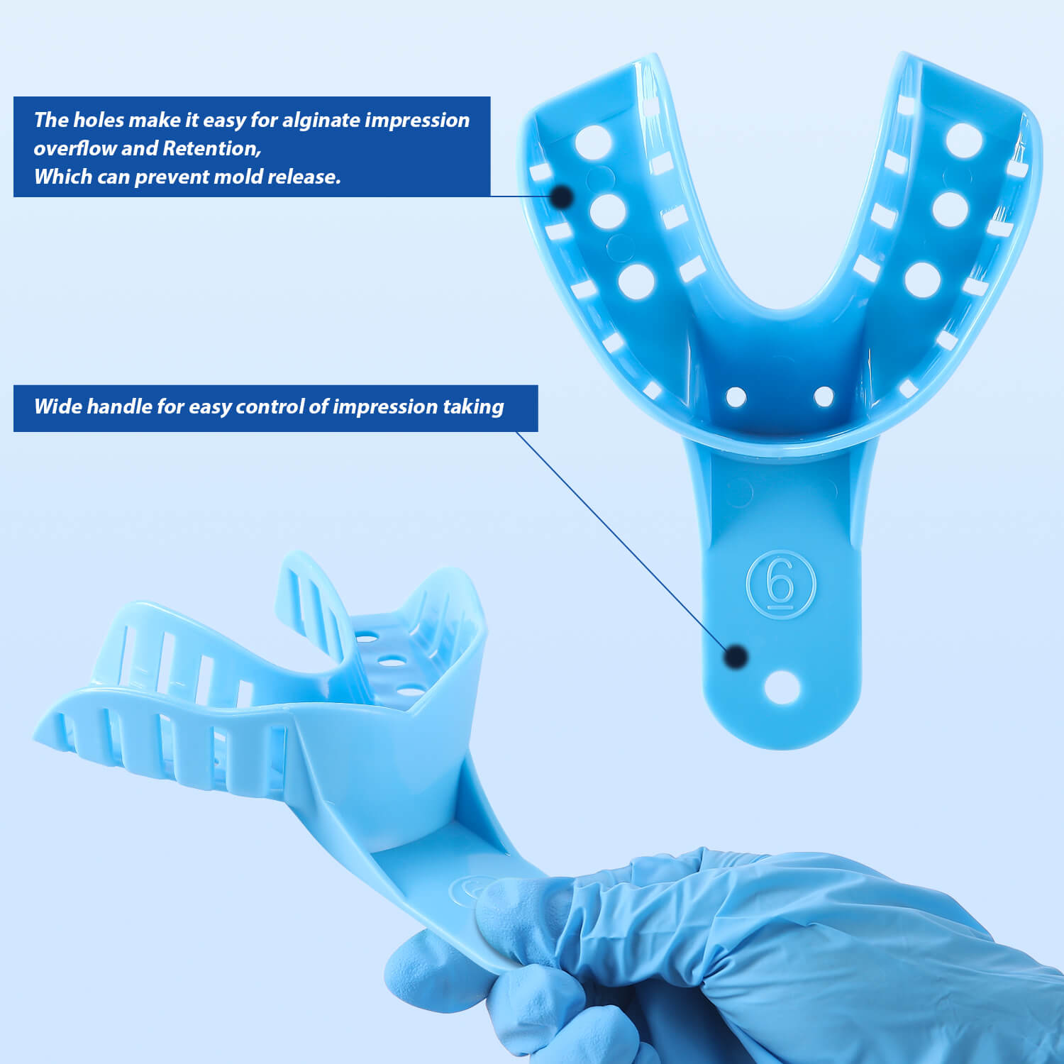 Dental Impression Trays Plastic Perforated Autoclavable 10 Sizes 12pcs/Bag - azdentall.com