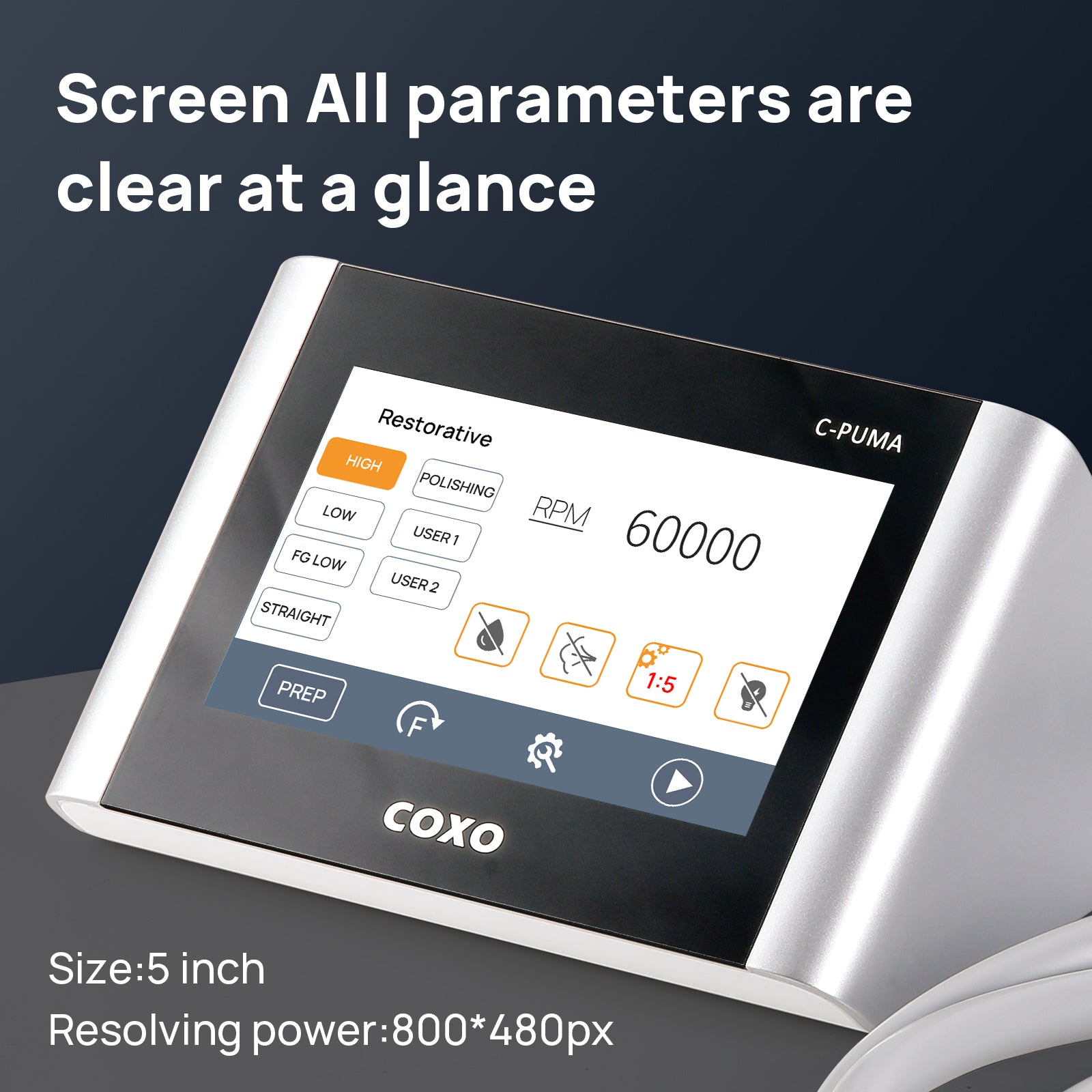 COXO C PUMA Master Dental LED Electric Endo Motor with 1:5 & 6:1 Contra Angle Handpieces - azdentall.com