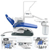 Dental Unit Chair J2688-A1 DC Motor Computer Controlled Hard Leather with Stool Sapphire Blue - azdentall.com