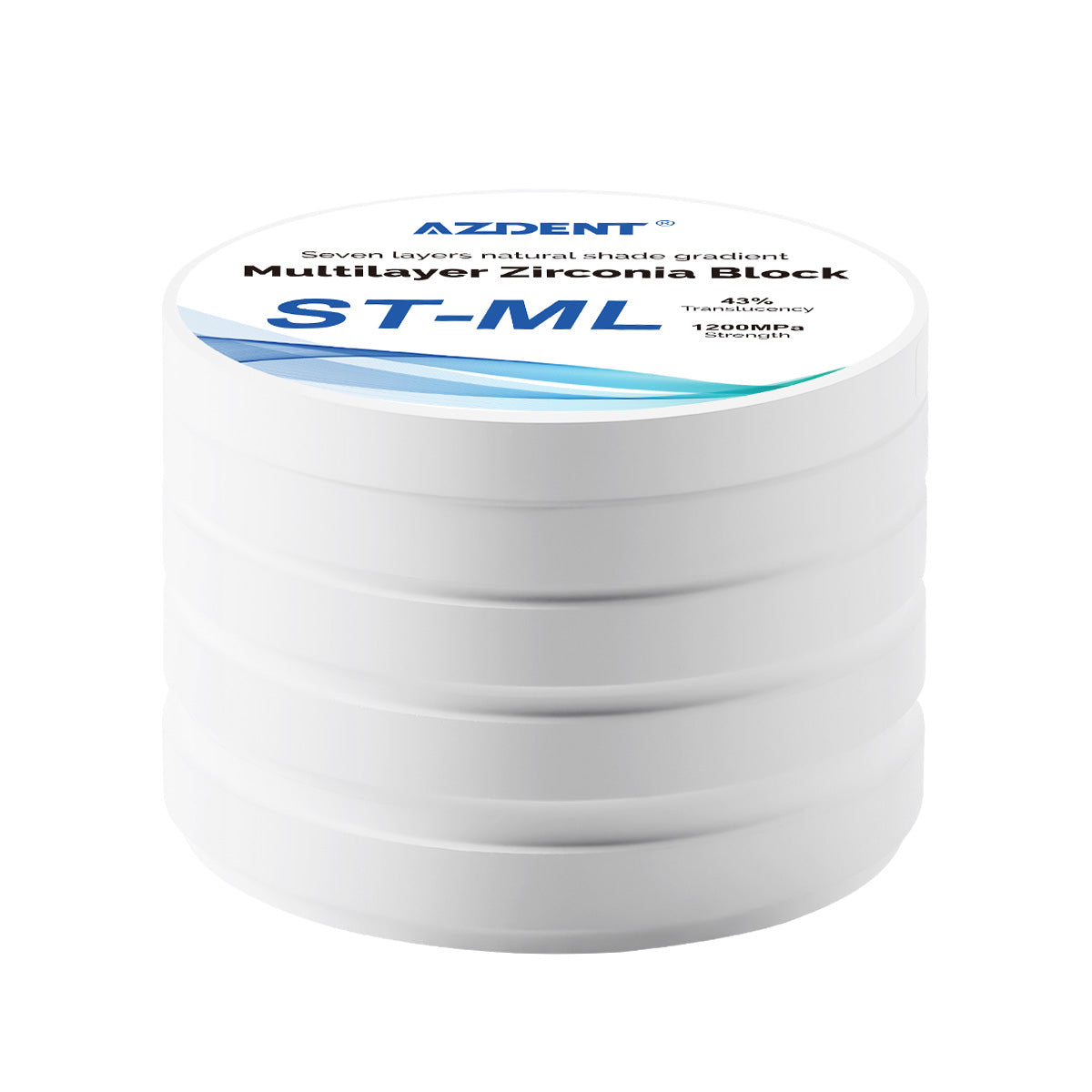 AZDENT Dental ST-ML Multilayer Zirconia Block Seven Layers Natural Shade Gradient 98mm - azdentall.com