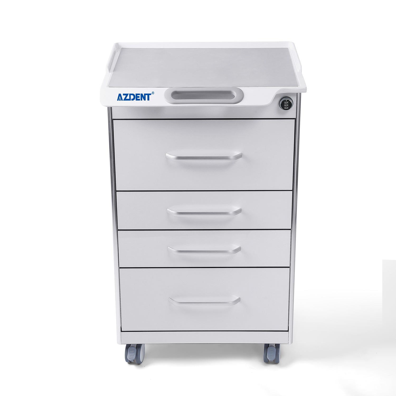 AZDENT Dental Mobile Cabinet Cart 4 Drawers with Hidden Side Auxiliary Drawer Combination Lock Silent Casters and Power Socket  - azdentall.com