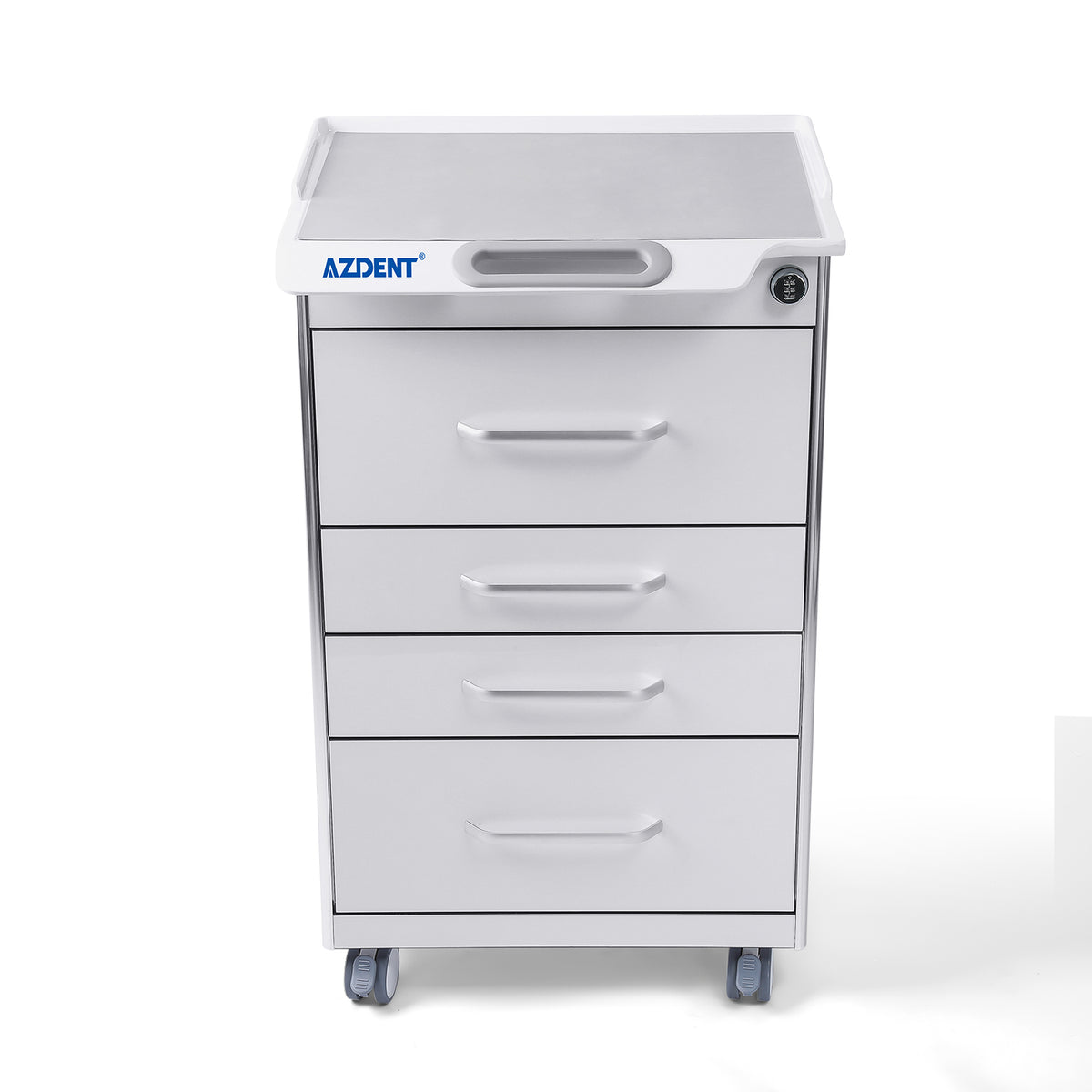 AZDENT Dental Mobile Cabinet Cart 4 Drawers with Hidden Side Auxiliary Drawer Combination Lock Silent Casters and Power Socket  - azdentall.com