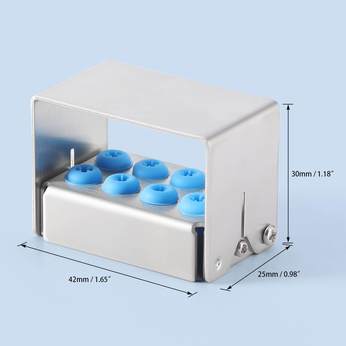 Dental Burs Holder Block Disinfection Box Stainless Steel 8 Holes - azdentall.com