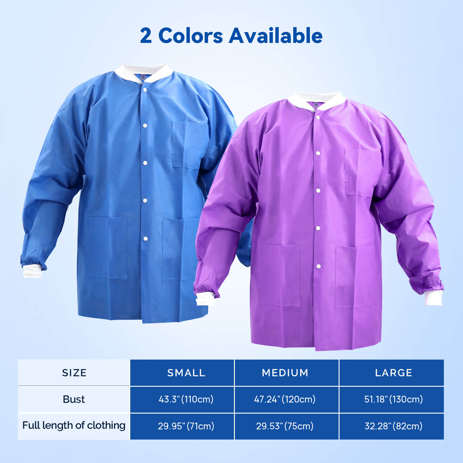 Disposable SMS Medical Lab Jackets with Knit Cuffs & Collar 3 Pocket S/M/L - azdentall.com