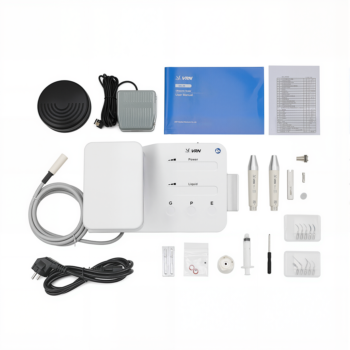 Dental VRN-DA20 LED Ultrasonic Piezo Scaler Handpiece with Water Bottles 7 Tips - azdentall.com