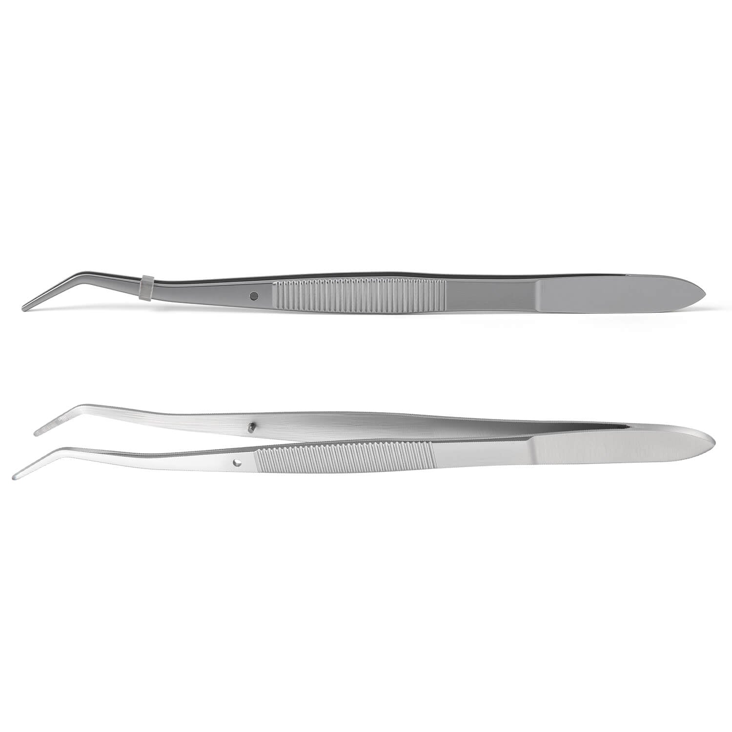 Dental Curved Serrated Tip Tweezers Stainless Steel - azdentall.com