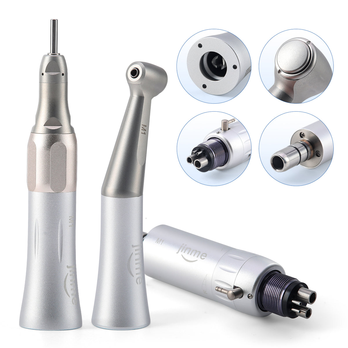 Jinme M1-L Low Speed Handpiece Kit 1:1 External Water Spray 4 Hole Contra Angle Straight Handpiece & Air Motor - azdentall.com
