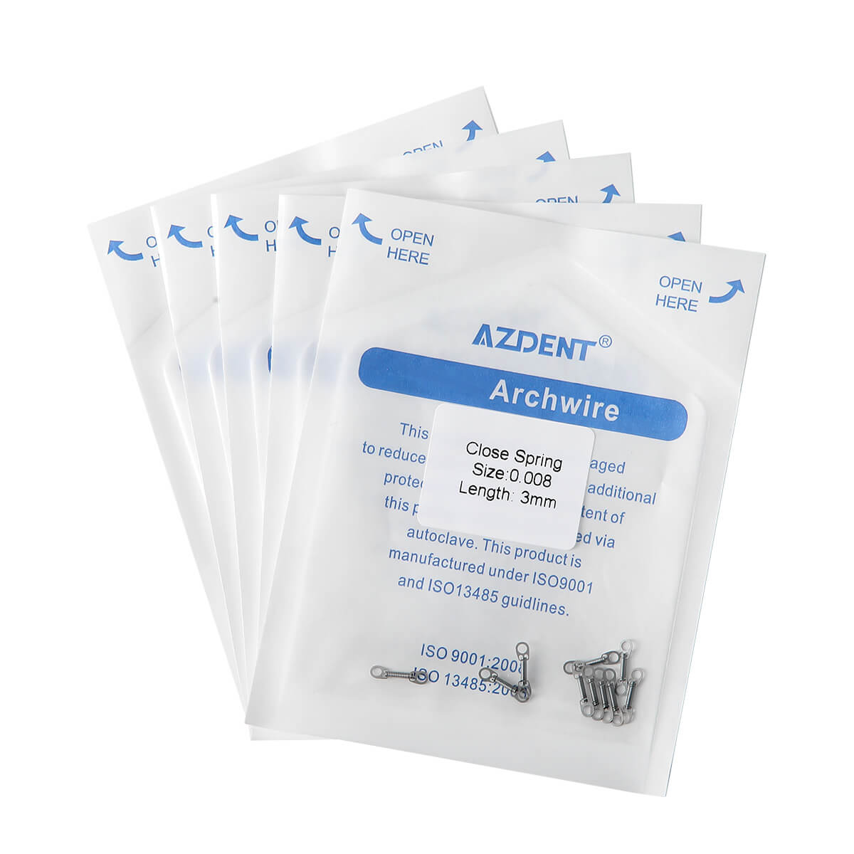 AZDENT Dental Orthodontic Niti Close Coil Spring 0.008/0.010/0.012/0.014 10pcs/Bag - azdentall.com