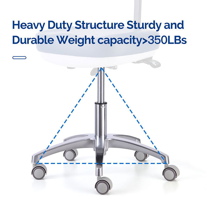 Dental Doctor Stool Adjustable Height Hydraulic Stool With Wheels Soft Seat Cushion Blue - azdentall.com