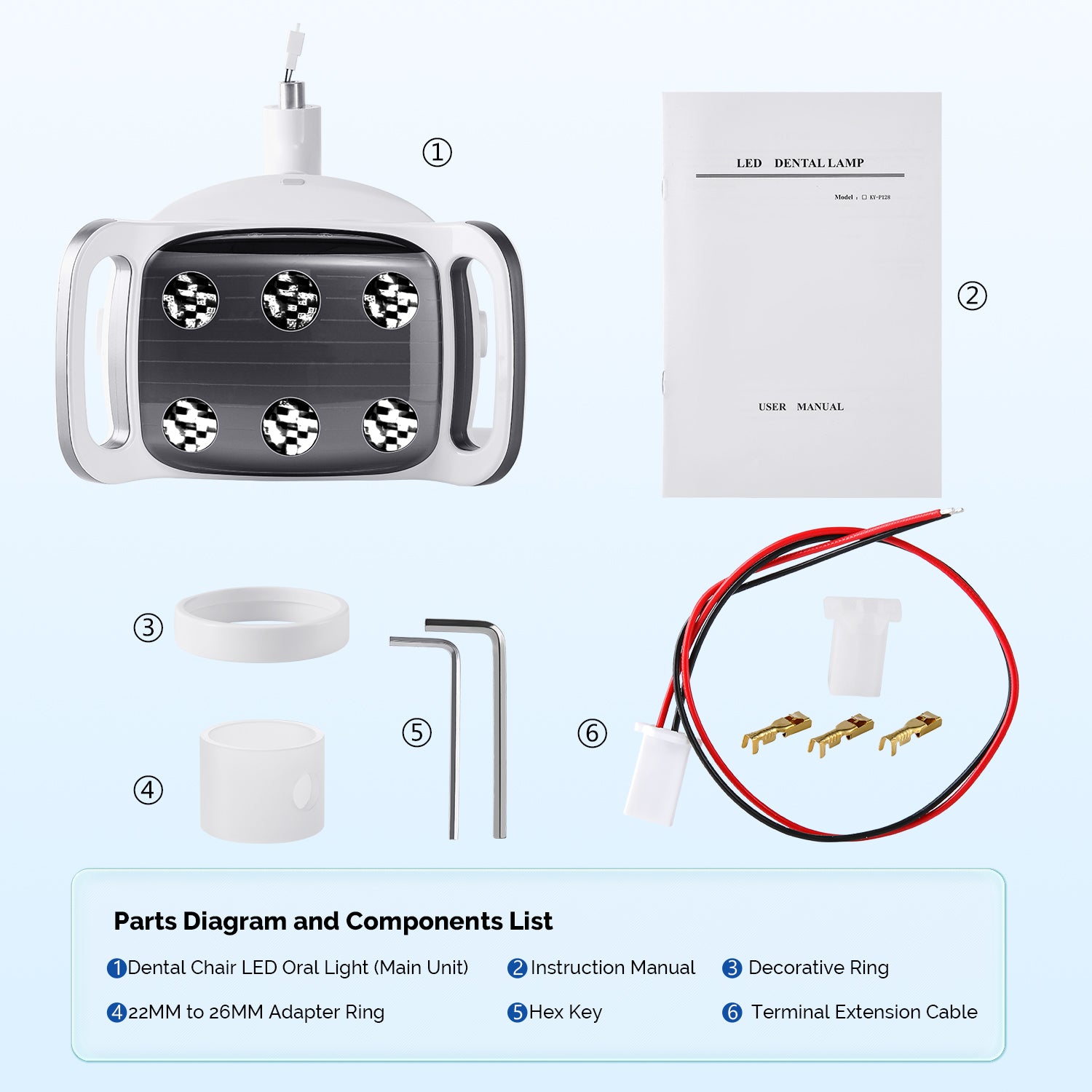 Dental LED Oral Light Lamp with LCD Display 6 Lights 9W Dual-Color Adjustable for Dental Unit Chair - azdentall.com