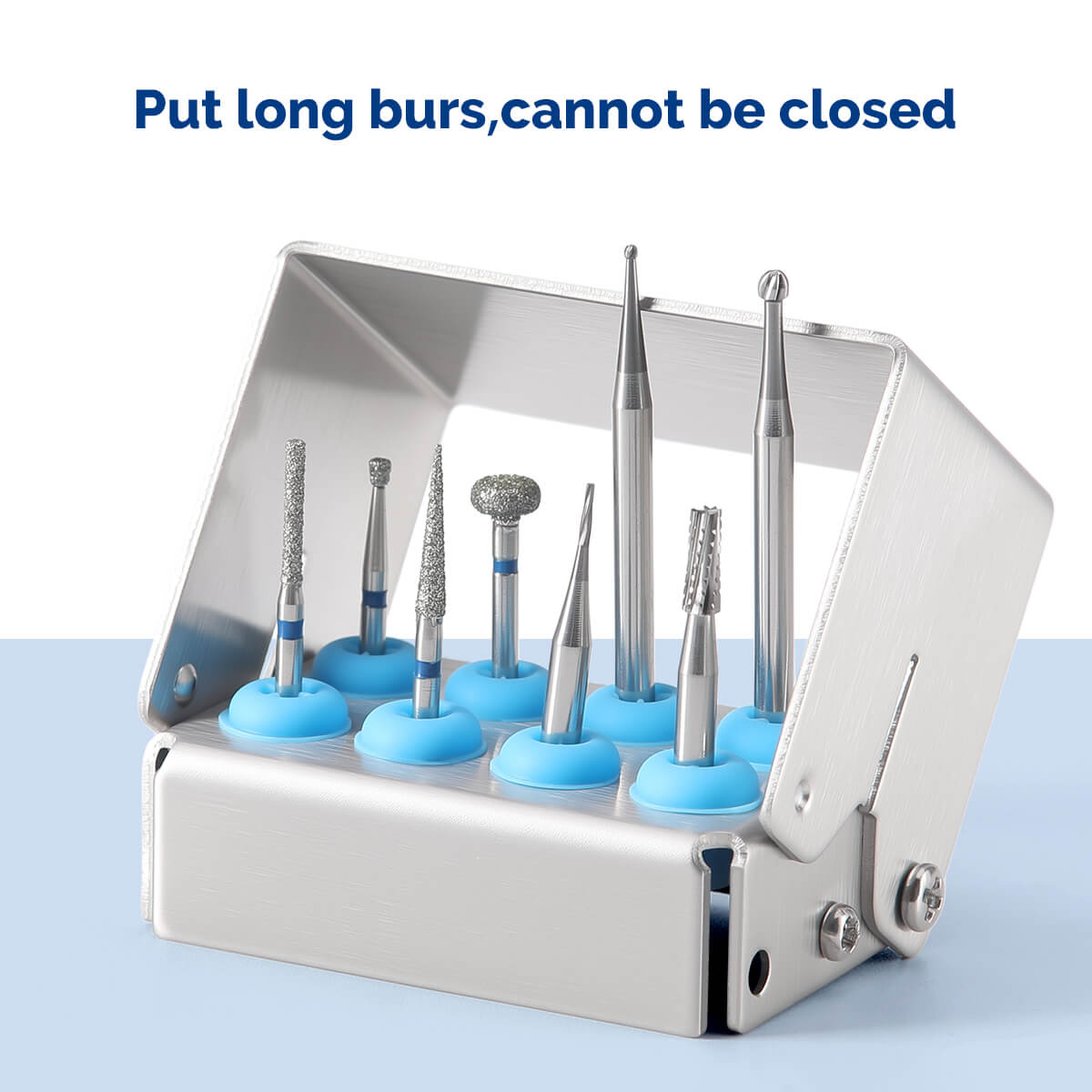 Dental Burs Holder Block Disinfection Box Stainless Steel 8 Holes - azdentall.com