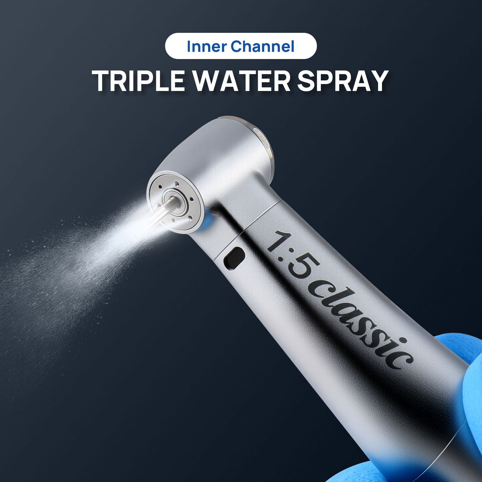 Jinme 1:5 Fiber Optic Electric Handpiece Increasing Contra Angle Standard Head Inner Channel W15LW - azdentall.com