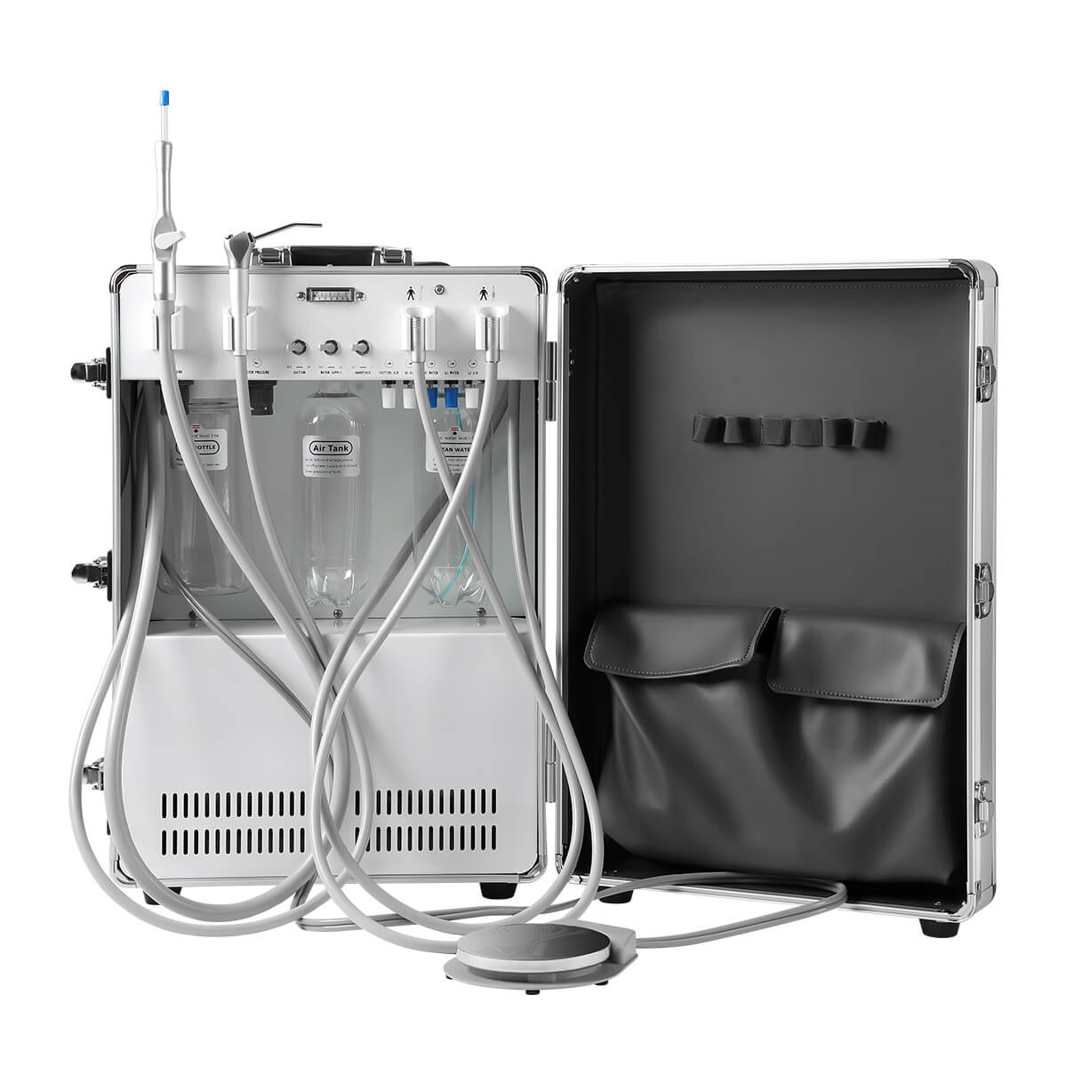 Dental Portable Mobile Delivery Unit System Built-in Air Compressor Strong Suction 4 Hole - azdentall.com