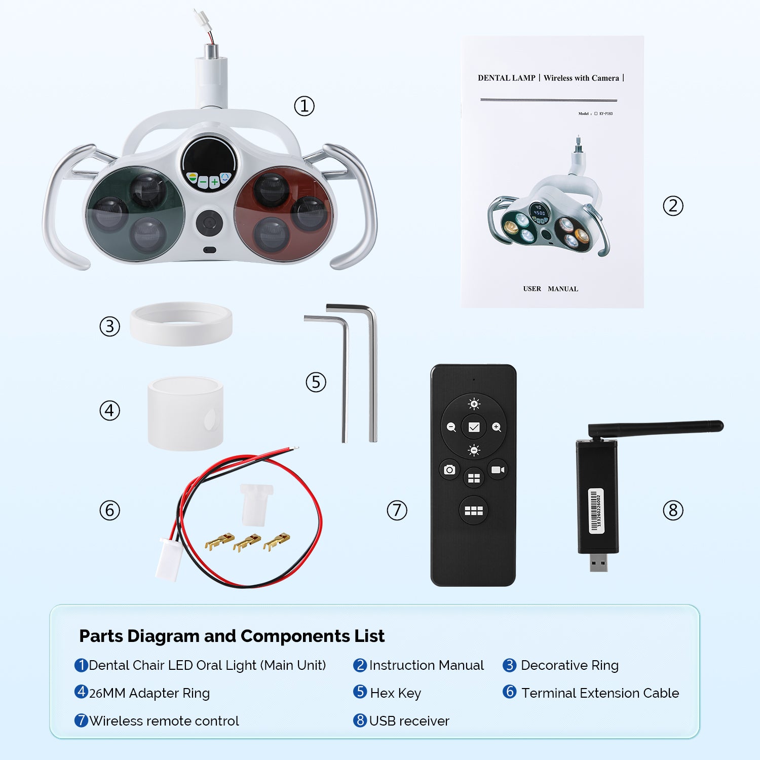Dental HD Wireless LED Oral Camera Light P183 with LCD Display 6 Lights 10W Dual-Color - azdentall.com