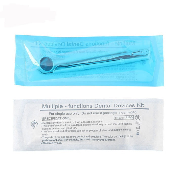 Dental Mirror Plier Explorer Kit Disposable Mouth Mirror Forceps Probe 10Kits - azdentall.com