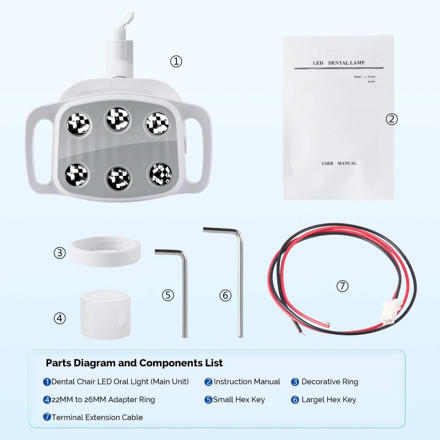 Dental Unit Chair LED Oral Light Lamp 6 Lights 9W Dual-Color Adjustable - azdentall.com