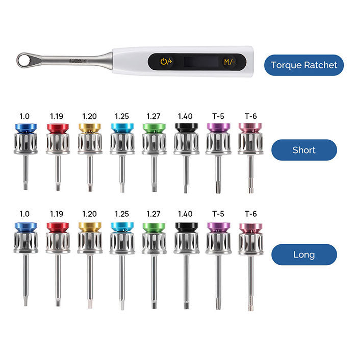 Dental Universal Implant Driver Kit 16pcs Colorful Drivers With Electronic Torque Wrench 10-50Ncm - azdentall.com