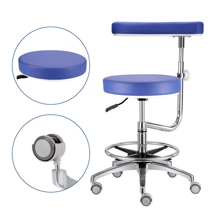 Dental Assistant Chair With 360 Degree Rotation Armrest PU Leather Height Adjustable - azdentall.com