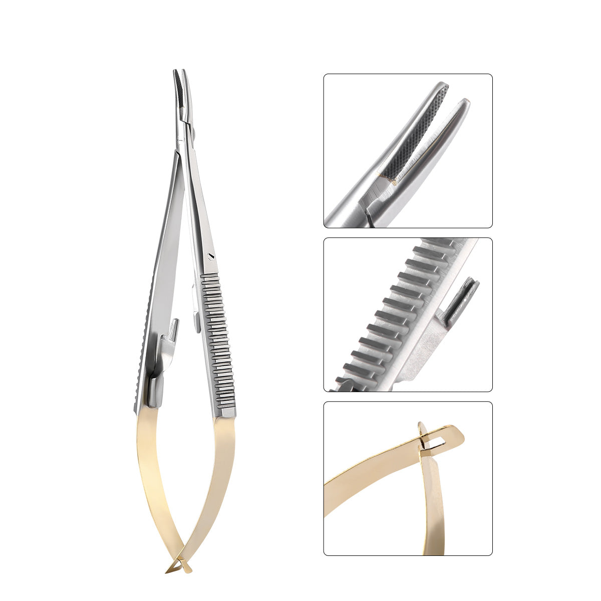 Dental Forceps Needle Holders Tweezer with Lock Straight/Curved Head 14cm/16cm - azdentall.com