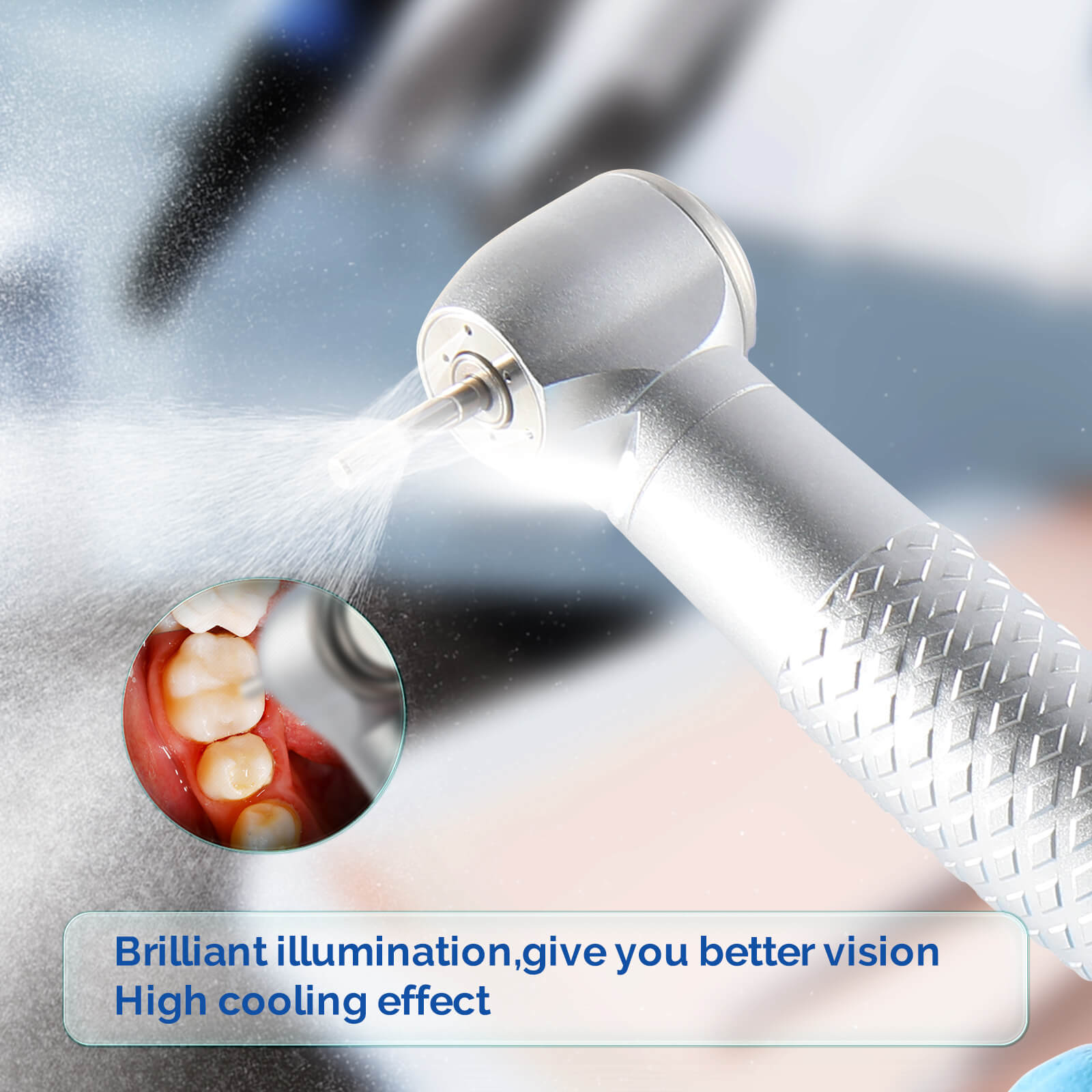 COXO Fiber Optic High Speed Air Turbine Handpiece Standard Head #H16-NSPQ & 6 Holes LED Coupler #229-GN - azdentall.com