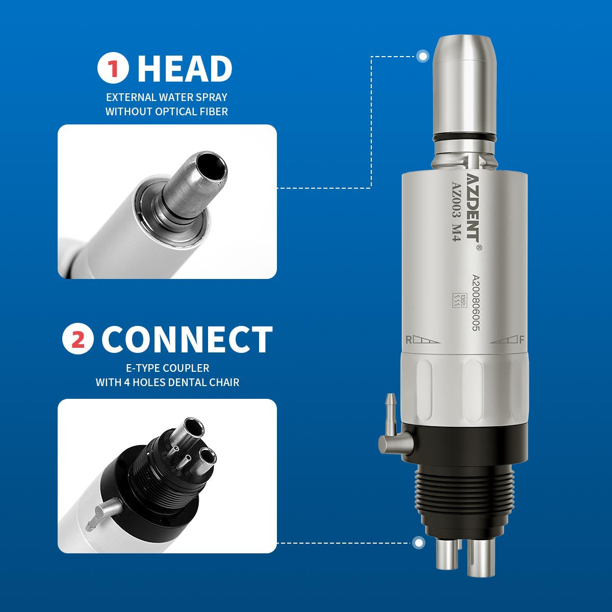 AZDENT Low Speed Handpiece & Air Motor Set With External Water Spray 2/4 Hole - azdentall.com