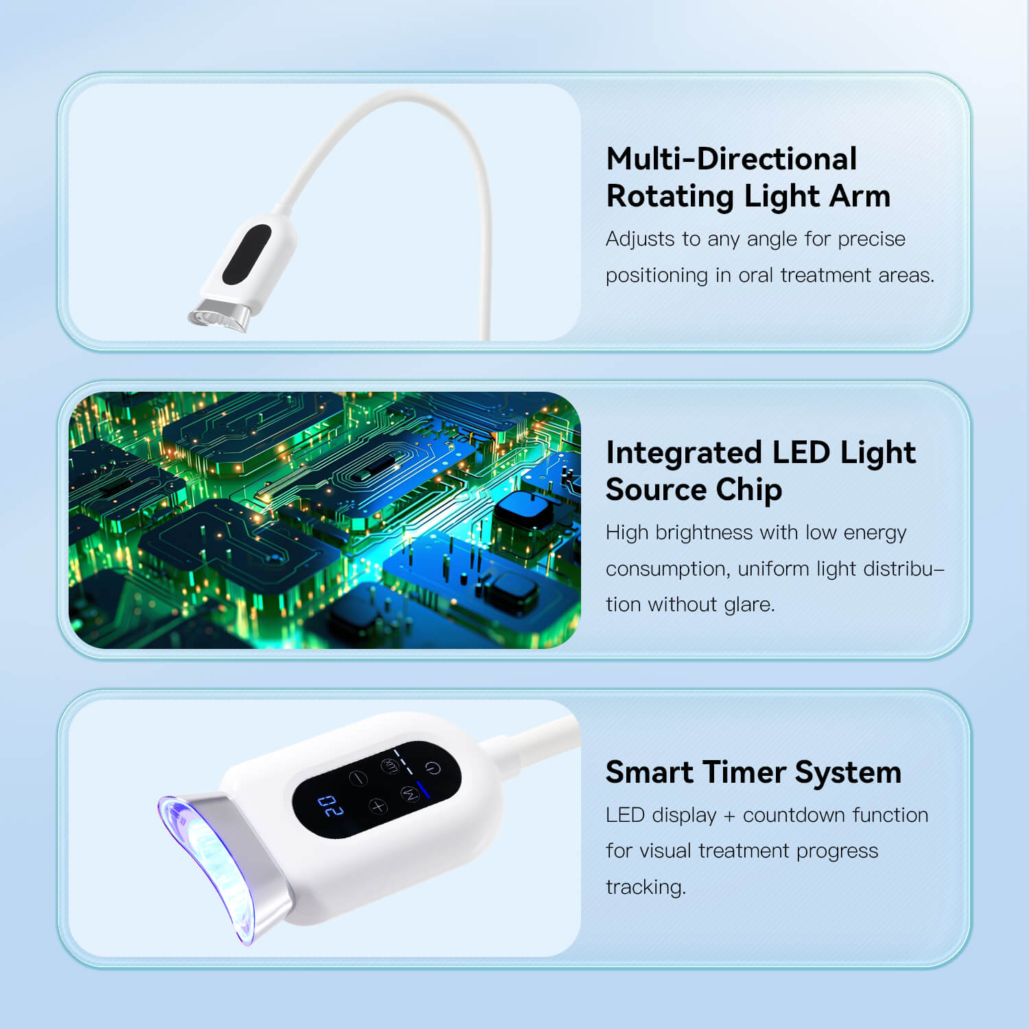 Dental Portable 3-Color Cold Light LED Teeth Whitening Machine BM01F Floor Stand Model - azdentall.com