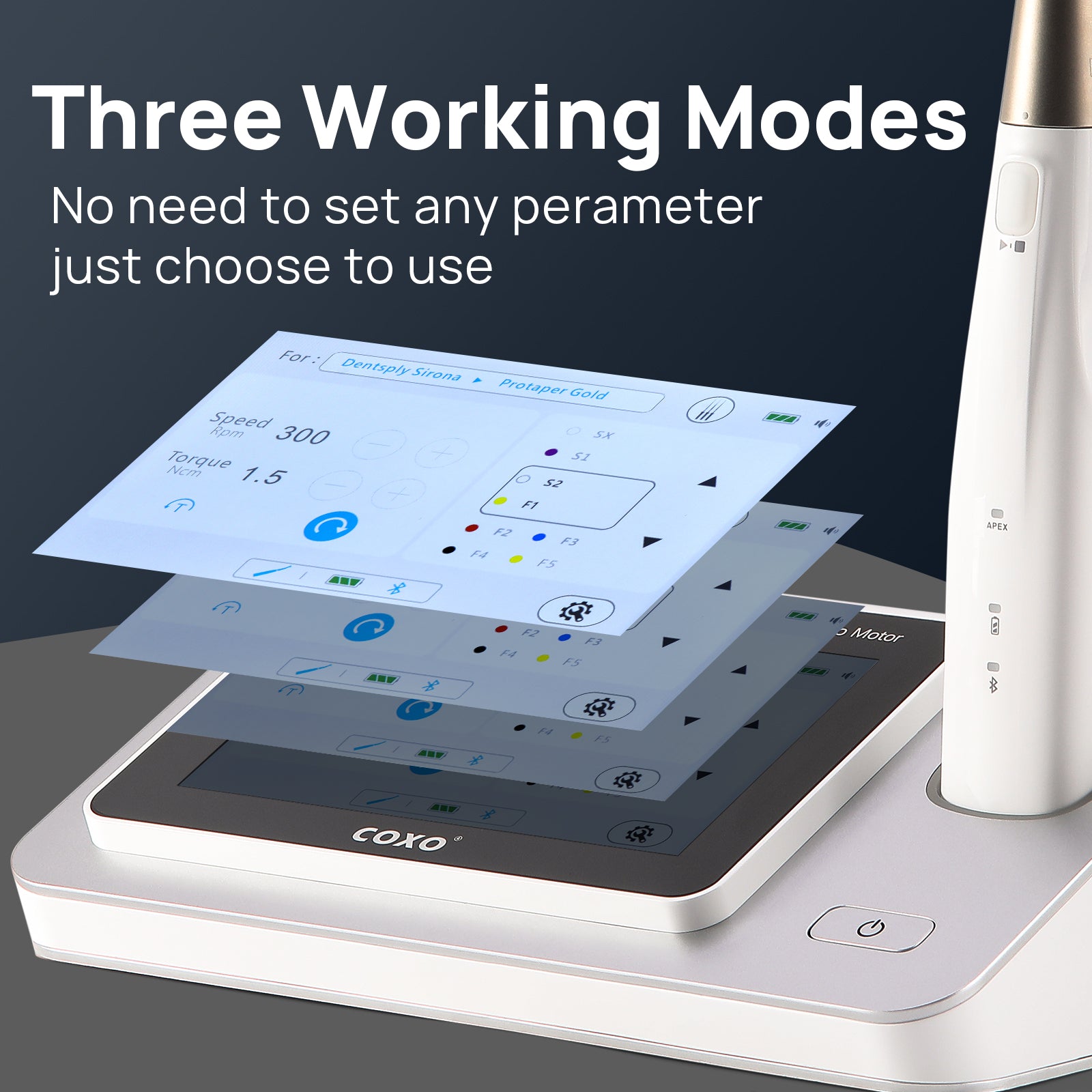 COXO Wireless Endo Motor with Apex Locator 5" Colorful Screen Built-in LED Light #C-SMART-I PILOT - azdentall.com
