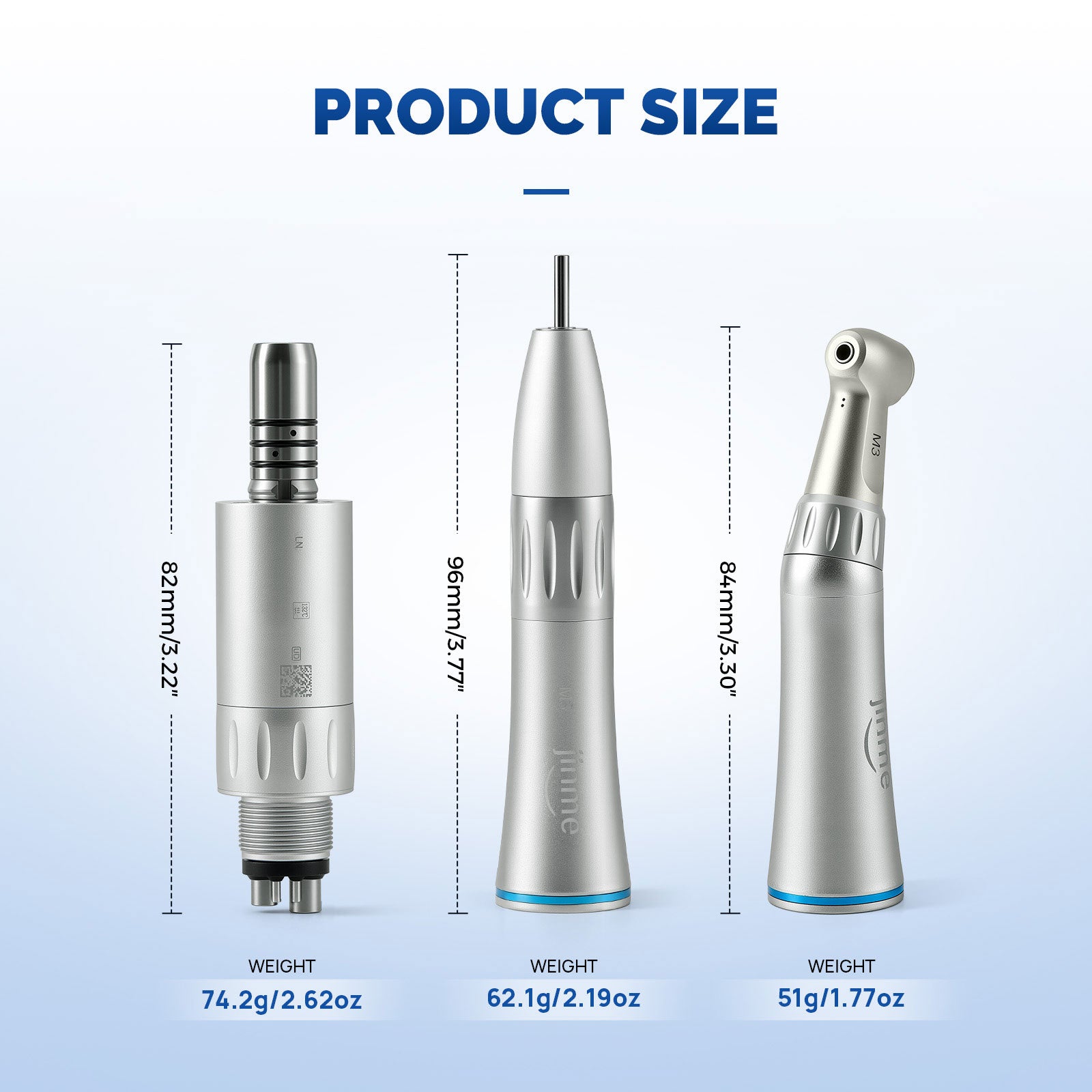 Jinme LN Low Speed Handpiece Kit 1:1 Inner Channel 4 Hole Contra Angle Straight Handpiece & Air Motor - azdentall.com