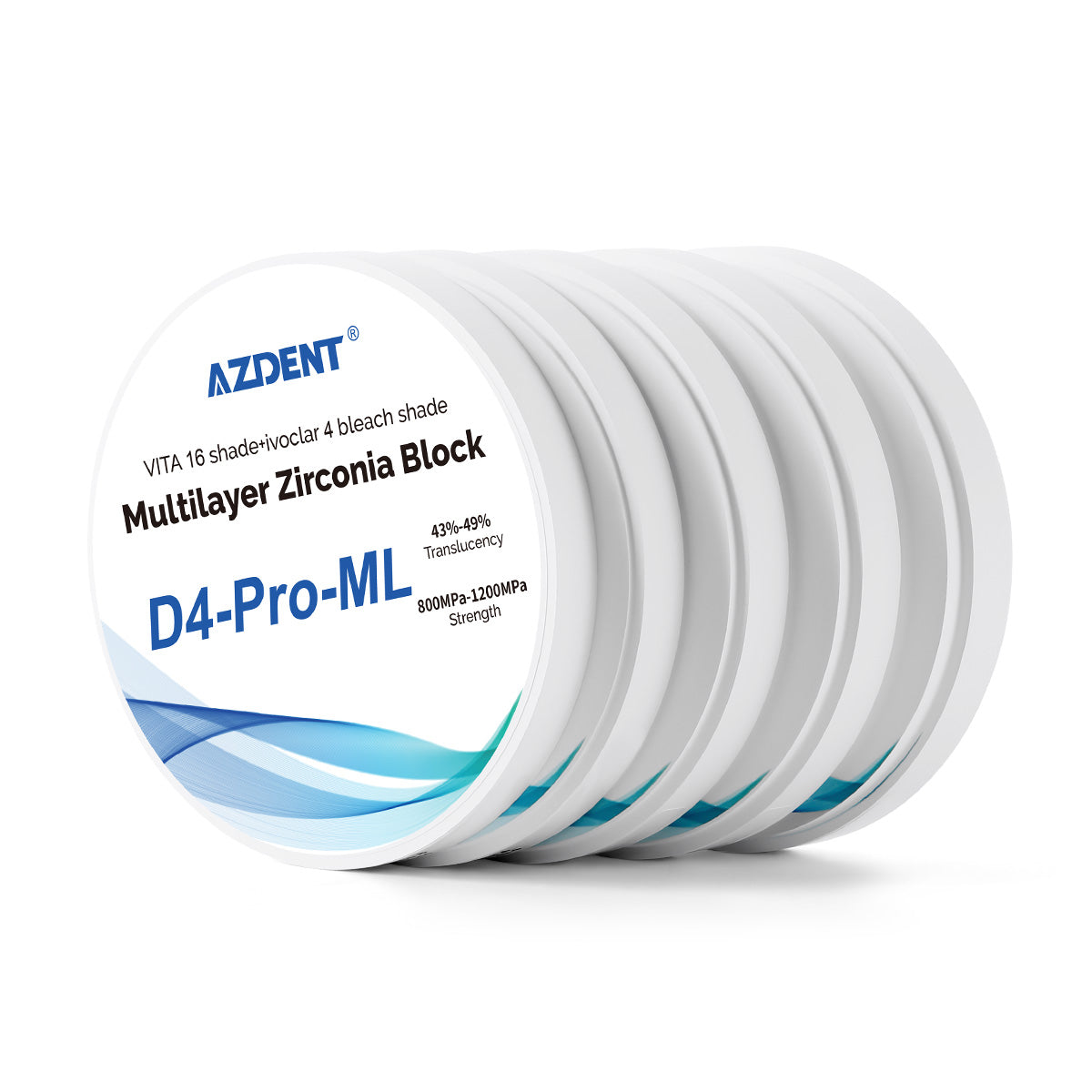 AZDENT Dental D4-Pro-ML Multilayer Zirconia Block VITA 16 Shade&Ivoclar 4 Bleach Shade - azdentall.com