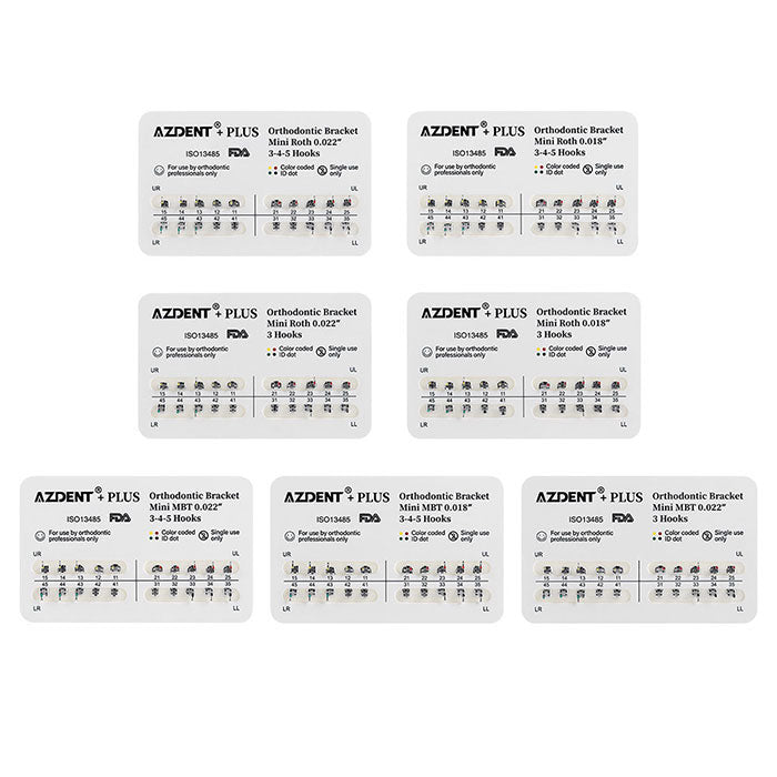 20PCS Orthodontic Metal Brackets Dental Brackets Standard MBT 0.18 Slot  Bondable, 3-4-5 with Hook 20pcs/Pack, 1PK