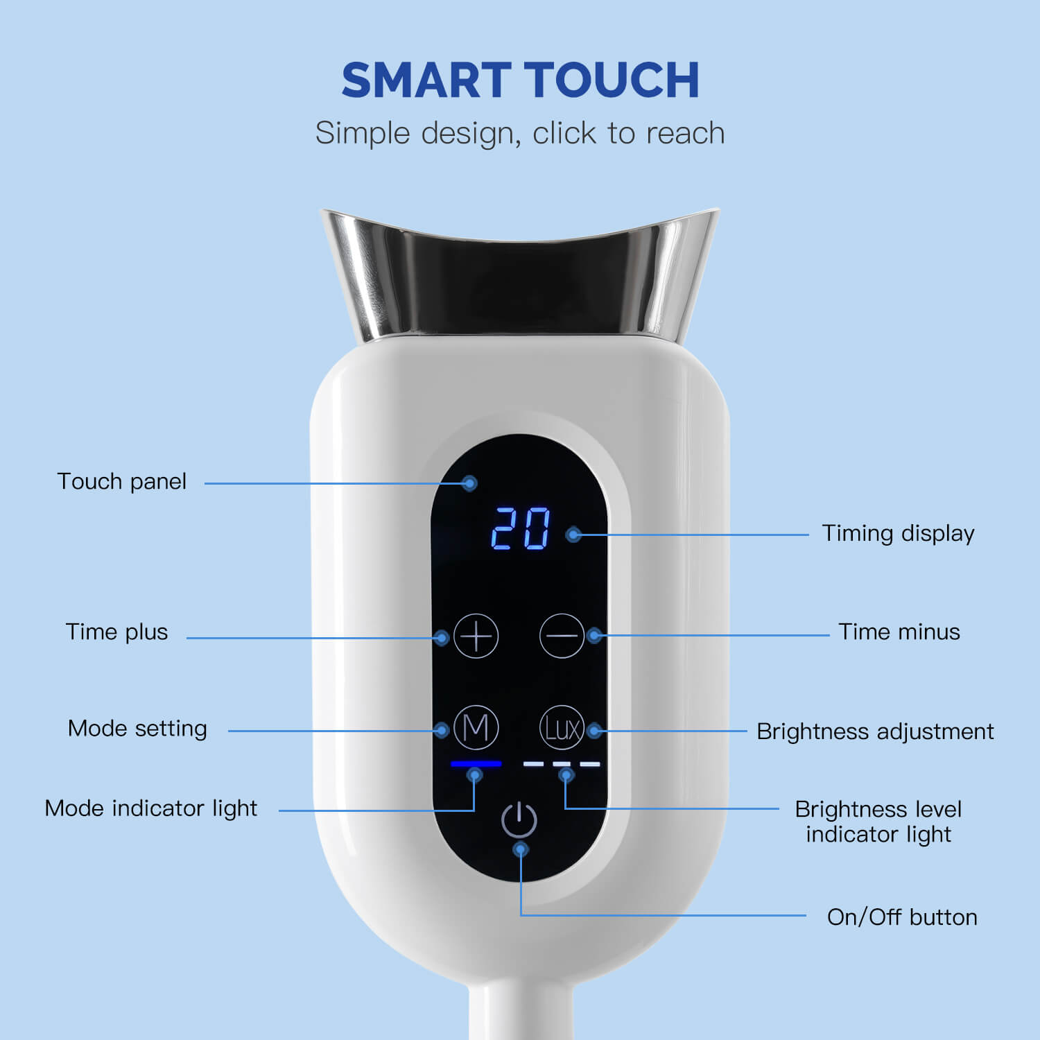 Dental Portable 3-Color Cold Light LED Teeth Whitening Machine BM01F Floor Stand Model - azdentall.com