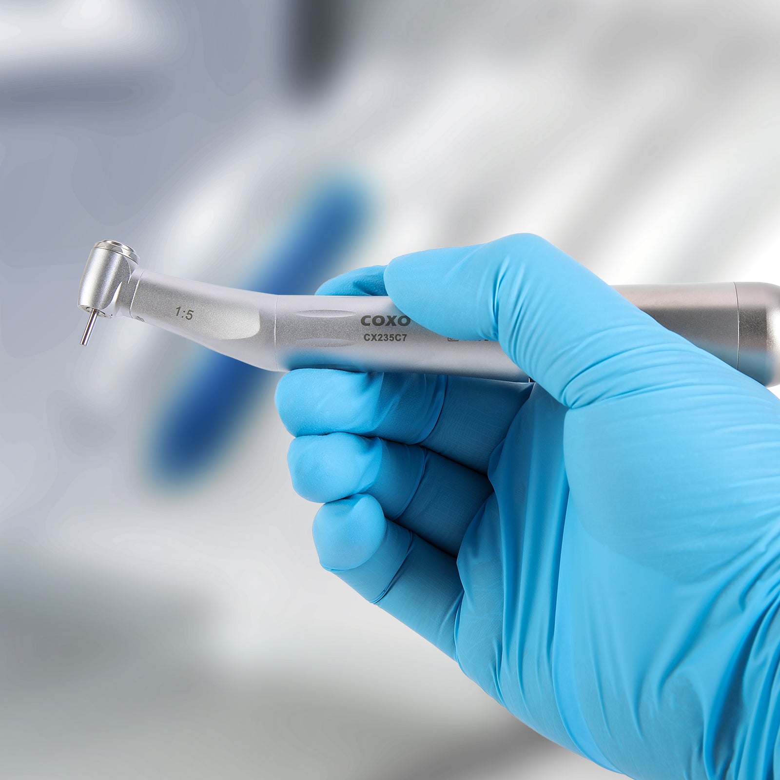 COXO Dental 1:5 Increasing Electric Fiber Optic Inner Channel Contra Angle Handpiece Standard Head CX235C7-5 - azdentall.com