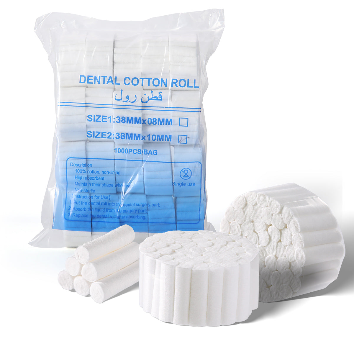 Dental Disposable Cotton Rolls Non-Sterile High Absorbent 1.5