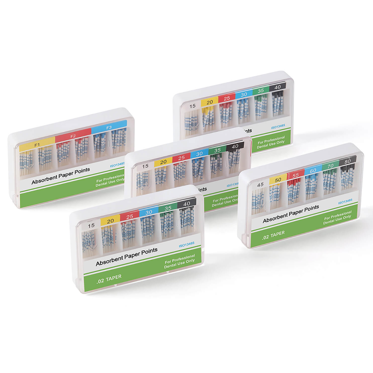 Absorbent Paper Points with Scale 15-40# Taper Size 0.04 Color Coded 100pcs/Box - azdentall.com