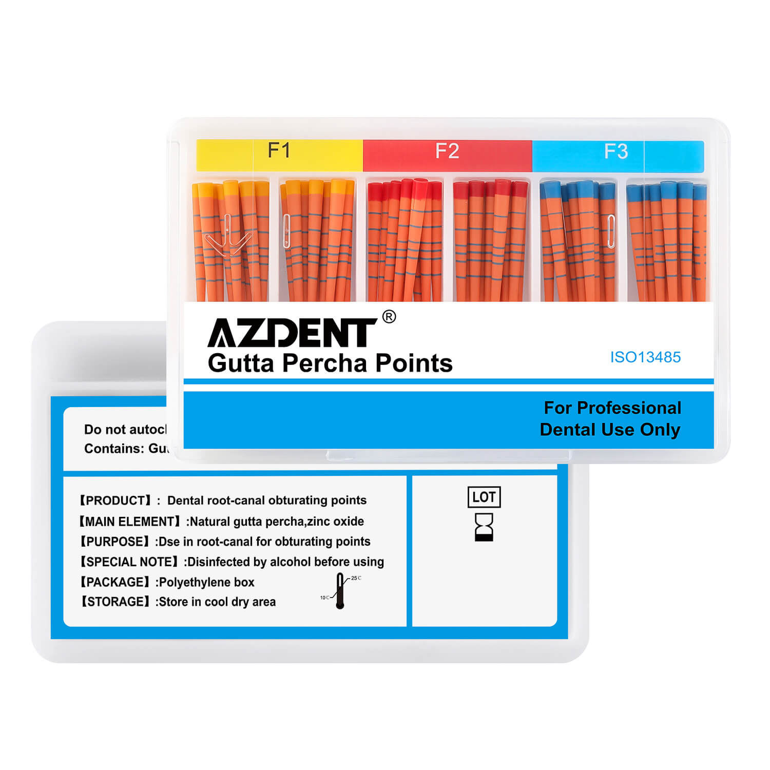 AZDENT Gutta Percha Points With Scale Mixed F1 F2 F3 60/Box - azdentall.com