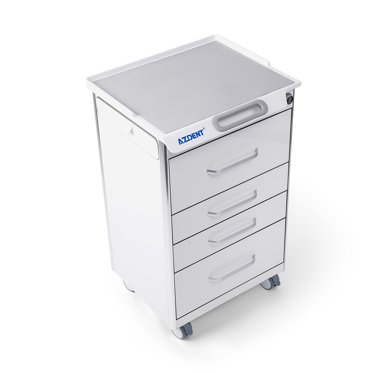 AZDENT Dental Mobile Cabinet Cart 4 Drawers with Hidden Side Auxiliary Drawer Combination Lock Silent Casters and Power Socket  - azdentall.com