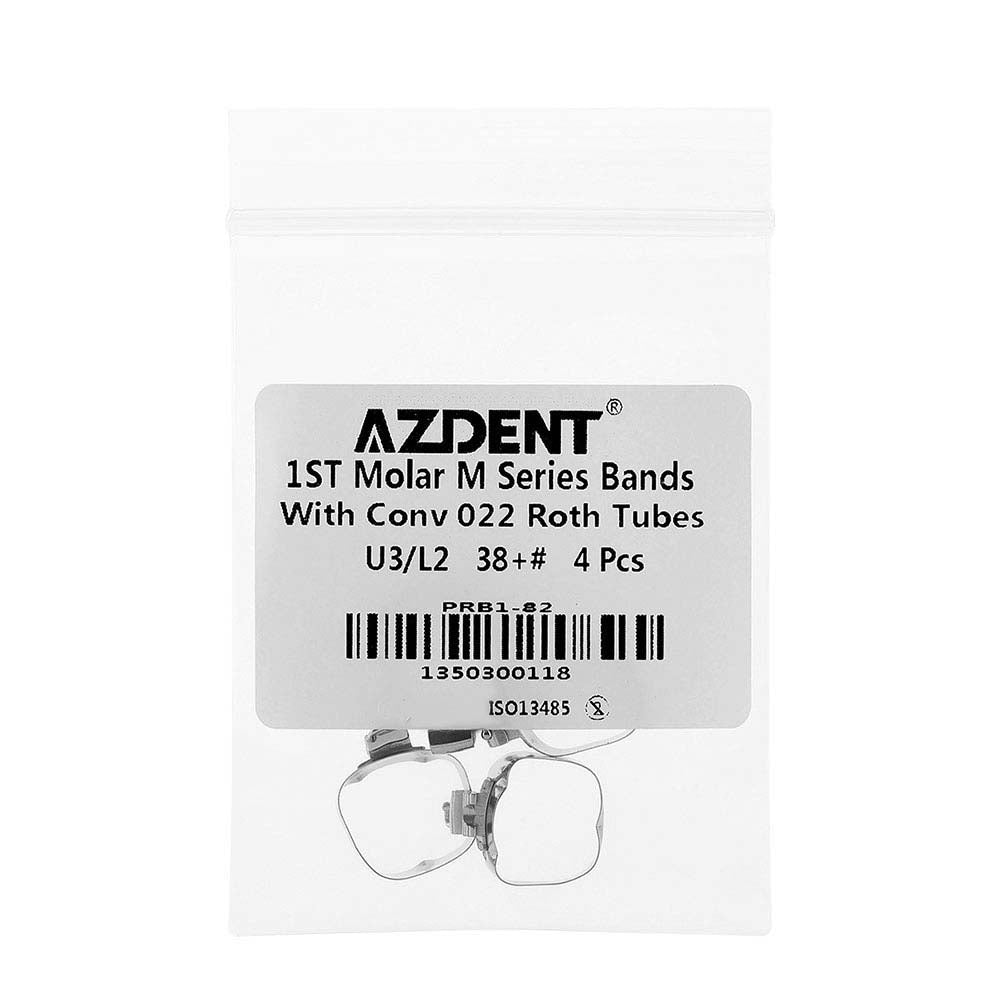 AZDENT Dental Orthodontic Buccal Tube Band 1st 38+# Roth .022 U3/L2 4pcs/Kit